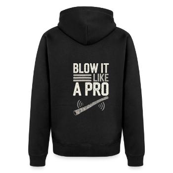 Didgeridoo Player Embracing Aboriginal Instrument - Unisex Premium Bio Zip Hoodie - Schwarz - Hinten - Nico (187cm)