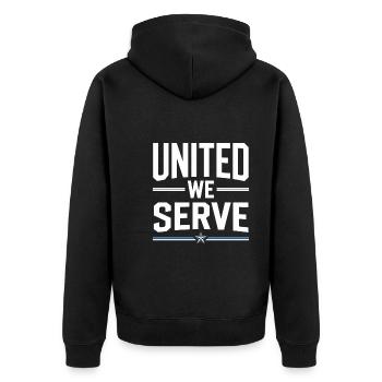 Honor Veterans Day with Patriotism and Military - Unisex Premium Organic Zip Hoodie - black - Back - Nico (187cm)