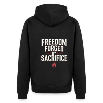 Honor Veterans Day with Patriotism and Military - Unisex Premium Organic Zip Hoodie - black - Back - Nico (187cm)
