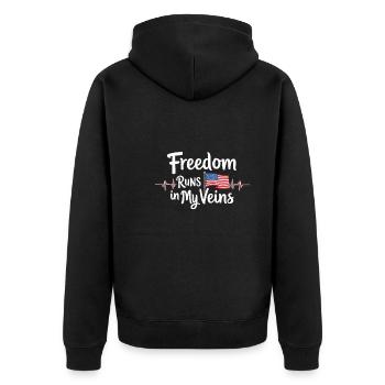 Honor Veterans Day with Patriotism and Military - Unisex Premium Organic Zip Hoodie - black - Back - Nico (187cm)