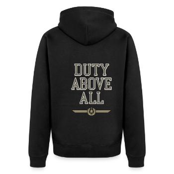Honor Veterans Day with Patriotism and Military - Unisex Premium Bio Zip Hoodie - Schwarz - Hinten - Nico (187cm)