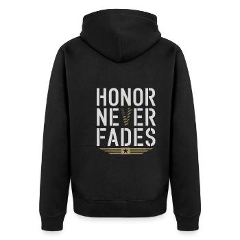 Honor Veterans Day with Patriotism and Military - Unisex Premium Bio Zip Hoodie - Schwarz - Hinten - Nico (187cm)
