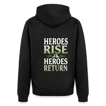Honor Veterans Day with Patriotism and Military - Unisex Premium Organic Zip Hoodie - black - Back - Nico (187cm)