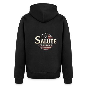 Honor Veterans Day with Patriotism and Military - Unisex Premium Organic Zip Hoodie - black - Back - Nico (187cm)