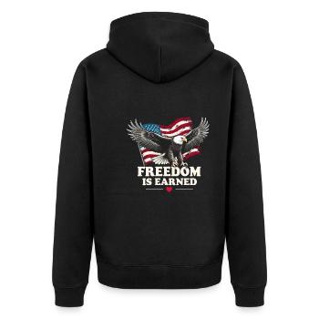 Honor Veterans Day with Patriotism and Military - Unisex Premium Organic Zip Hoodie - black - Back - Nico (187cm)