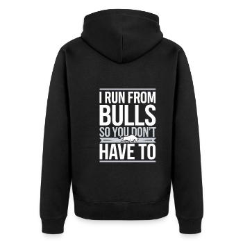 Rodeo Clown Entertainer Bull Riding And Rodeo - Unisex Premium Bio Zip Hoodie - Schwarz - Hinten - Nico (187cm)