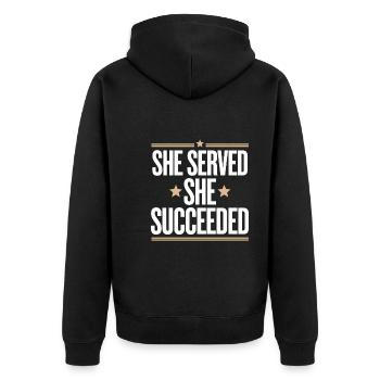 Honor Our Veterans On Veterans Day With - Unisex Premium Organic Zip Hoodie - black - Back - Nico (187cm)