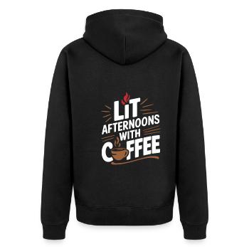 Kaffeeliebhaber Kaffeekultur Morgenkaffee Barista - Unisex Premium Bio Zip Hoodie - Schwarz - Hinten - Nico (187cm)
