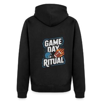 Touchdown Zeit Für Football Fans und - Unisex Premium Bio Zip Hoodie - Schwarz - Hinten - Nico (187cm)