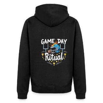 Touchdown Zeit Für Football Fans und - Unisex Premium Bio Zip Hoodie - Schwarz - Hinten - Nico (187cm)
