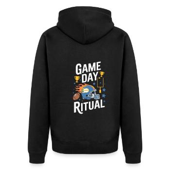 Touchdown Zeit Für Football Fans und - Unisex Premium Bio Zip Hoodie - Schwarz - Hinten - Nico (187cm)