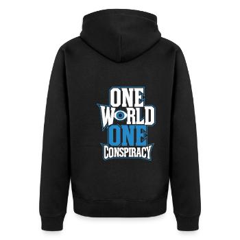 Conspiration mondiale du Nouvel Ordre Mondial - Veste à capuche bio Premium Unisexe - noir - Dos - Nico (187cm)