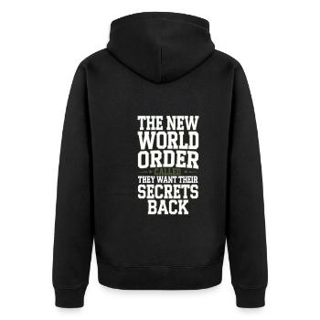 Conspiration mondiale du Nouvel Ordre Mondial - Veste à capuche bio Premium Unisexe - noir - Dos - Nico (187cm)