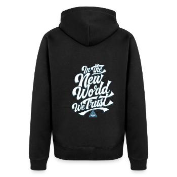 Conspiration mondiale du Nouvel Ordre Mondial - Veste à capuche bio Premium Unisexe - noir - Dos - Nico (187cm)