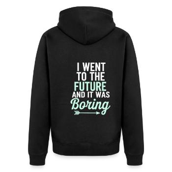 Zeitreise-sci-fi-enthusiast Und Zeitmaschine - Unisex Premium Bio Zip Hoodie - Schwarz - Hinten - Nico (187cm)