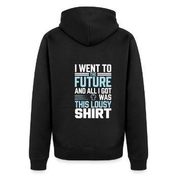 Zeitreise-sci-fi-enthusiast Und Zeitmaschine - Unisex Premium Bio Zip Hoodie - Schwarz - Hinten - Nico (187cm)