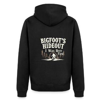 Bigfoot Believer Sasquatch Cryptid Forest Creature - Unisex Premium Organic Zip Hoodie - black - Back - Nico (187cm)