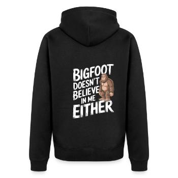 Bigfoot Believer Sasquatch Cryptid Forest Creature - Unisex Premium Organic Zip Hoodie - black - Back - Nico (187cm)