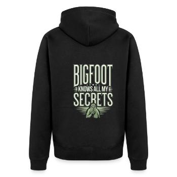 Bigfoot Believer Sasquatch Cryptid Forest Creature - Unisex Premium Organic Zip Hoodie - black - Back - Nico (187cm)