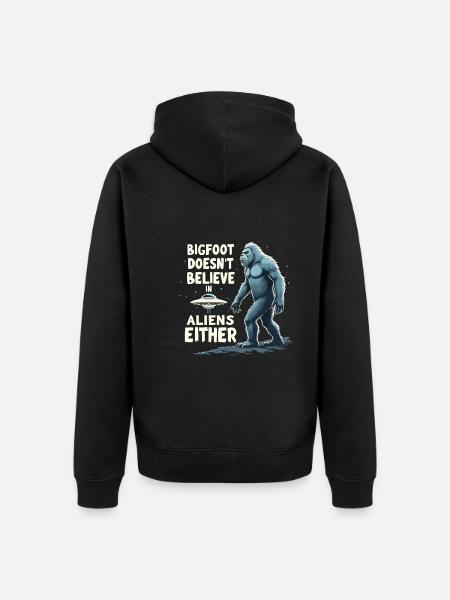 Bigfoot Believer Sasquatch Criatura críptida del bosque - Chaqueta con capucha prémium ecológica unisex - negro