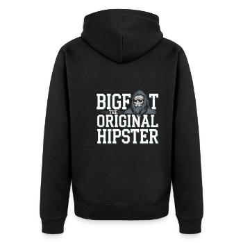 Bigfoot Believer Sasquatch Cryptid Forest Creature - Unisex Premium Organic Zip Hoodie - black - Back - Nico (187cm)