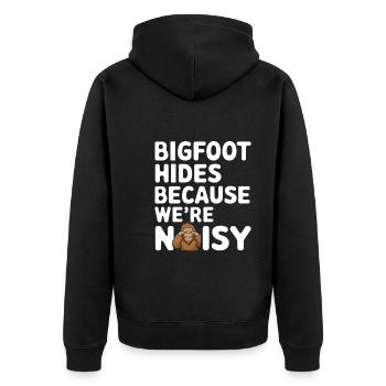 Bigfoot Believer Sasquatch Cryptid Forest Creature - Unisex Premium Organic Zip Hoodie - black - Back - Nico (187cm)