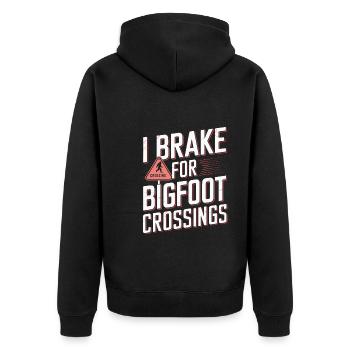 Bigfoot Believer Sasquatch Cryptid Forest Creature - Unisex Premium Organic Zip Hoodie - black - Back - Nico (187cm)