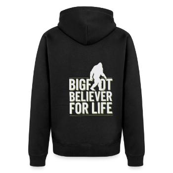 Bigfoot Believer Sasquatch Cryptid Forest Creature - Unisex Premium Organic Zip Hoodie - black - Back - Nico (187cm)