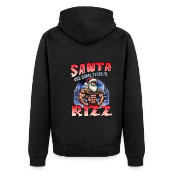 Santa Hat Rizz Kultur Weihnachten - Unisex Premium Bio Zip Hoodie - Schwarz - Hinten - Nico (187cm)