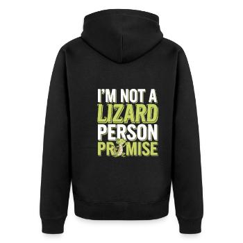 Lizard People Reptile Conspiracy And Secret - Unisex Premium Organic Zip Hoodie - black - Back - Nico (187cm)