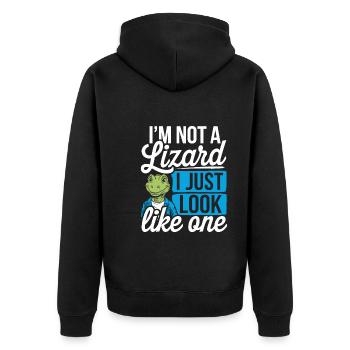 Lizard People Reptile Conspiracy And Secret - Unisex Premium Organic Zip Hoodie - black - Back - Nico (187cm)