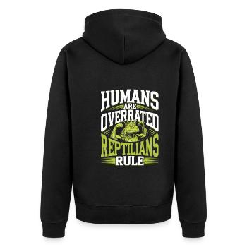 Lizard People Reptile Conspiracy And Secret - Unisex Premium Organic Zip Hoodie - black - Back - Nico (187cm)
