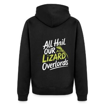 Lizard People Reptile Conspiracy And Secret - Unisex Premium Organic Zip Hoodie - black - Back - Nico (187cm)