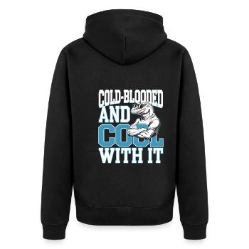 Lizard People Reptile Conspiracy And Secret - Unisex Premium Organic Zip Hoodie - black - Back - Nico (187cm)