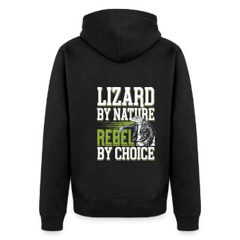 Lizard People Reptile Conspiracy And Secret - Unisex Premium Bio Zip Hoodie - Schwarz - Hinten - Nico (187cm)