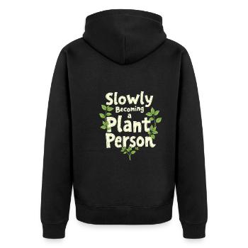 Plant Parent Black Thumb Funny Plant Care Struggle - Unisex Premium Bio Zip Hoodie - Schwarz - Hinten - Nico (187cm)