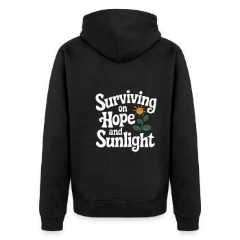 Plant Parent Black Thumb Funny Plant Care Struggle - Unisex Premium Bio Zip Hoodie - Schwarz - Hinten - Nico (187cm)