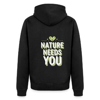 Climate optimism, Earth Day, Sustainability - Unisex Premium Organic Zip Hoodie - black - Back - Nico (187cm)