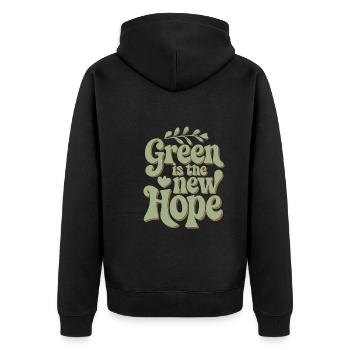Climate optimism, Earth Day, Sustainability - Unisex Premium Organic Zip Hoodie - black - Back - Nico (187cm)