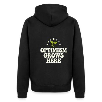 Optimisme climatique, Jour de la Terre, Durabilité - Veste à capuche bio Premium Unisexe - noir - Dos - Nico (187cm)