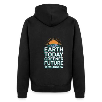 Climate optimism, Earth Day, Sustainability - Unisex Premium Organic Zip Hoodie - black - Back - Nico (187cm)