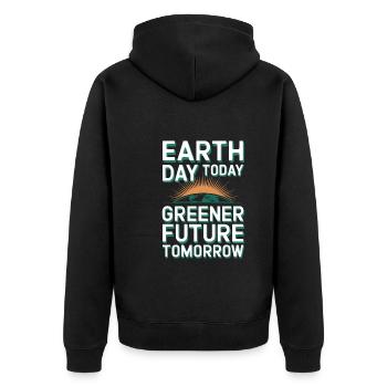 Climate optimism, Earth Day, Sustainability - Unisex Premium Organic Zip Hoodie - black - Back - Nico (187cm)