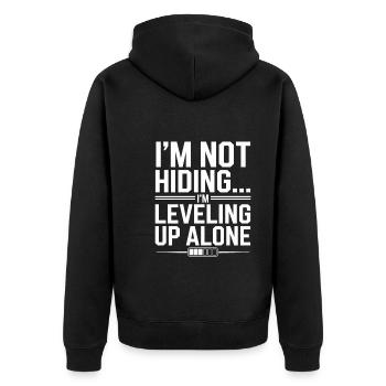 Introverted Gamer Declarer Calm - Unisex Premium Organic Zip Hoodie - black - Back - Nico (187cm)