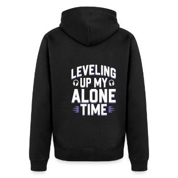 Introverted Gamer Declarer Calm - Unisex Premium Organic Zip Hoodie - black - Back - Nico (187cm)