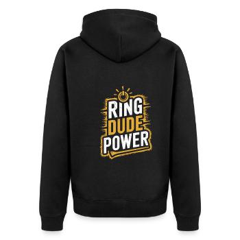 Ring Dude Hochzeitszeremonie Ring Guy - Unisex Premium Bio Zip Hoodie - Schwarz - Hinten - Nico (187cm)