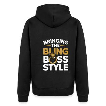 Ring Dude Hochzeitszeremonie Ring Guy - Unisex Premium Bio Zip Hoodie - Schwarz - Hinten - Nico (187cm)