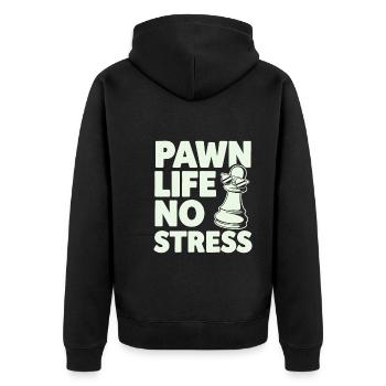 Schach-humor-liebhaber Lustige Schachmatt- Und - Unisex Premium Bio Zip Hoodie - Schwarz - Hinten - Nico (187cm)