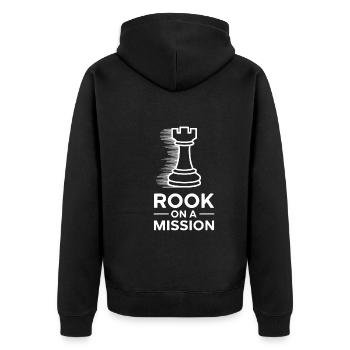 Chess Revival Movement Chess Lover Strategic - Unisex Premium Bio Zip Hoodie - Schwarz - Hinten - Nico (187cm)