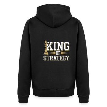 Chess Revival Movement Chess Lover Strategic - Unisex Premium Bio Zip Hoodie - Schwarz - Hinten - Nico (187cm)