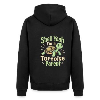 Turtle care for owners of - Unisex Premium Organic Zip Hoodie - black - Back - Nico (187cm)